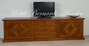 Removable living room furniture in walnut wood with classic style doors and drawers